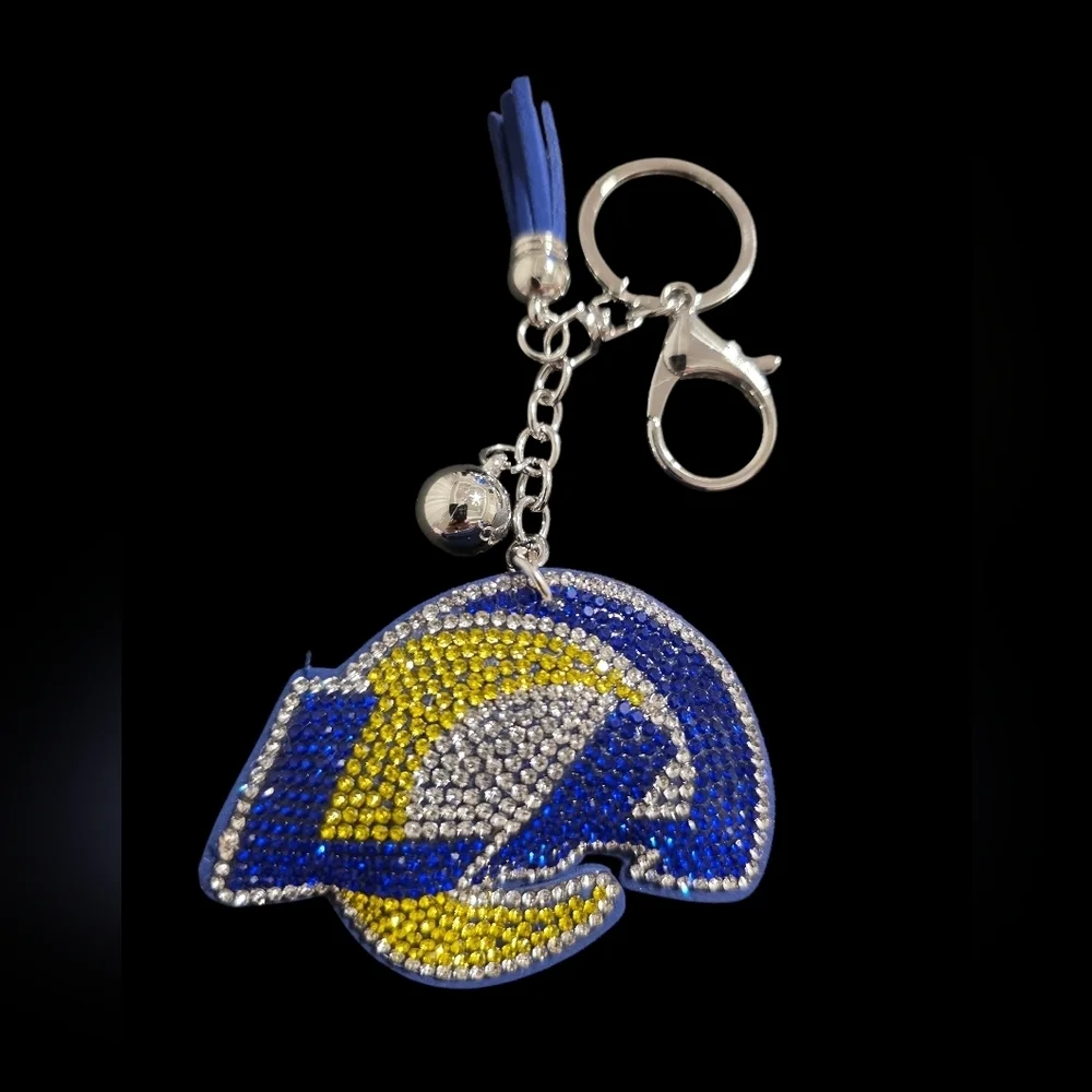 LA Rams Rhinestone Bag Charm Keychain - Picture 1 of 2